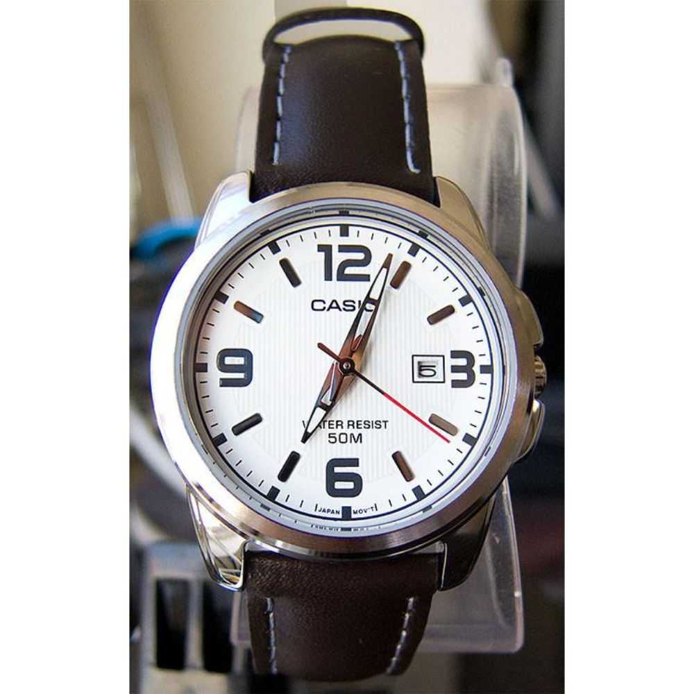 CASIO GENERAL LTP-1314L-7AVDF  QUARTZ SILVER STAINLESS STEEL BROWN LEATHER STRAP WOMEN'S WATCH - H2 Hub Watches