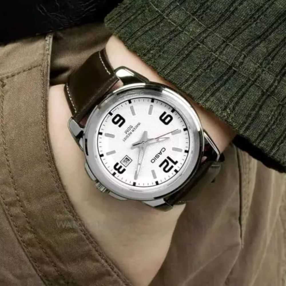 CASIO GENERAL LTP-1314L-7AVDF  QUARTZ SILVER STAINLESS STEEL BROWN LEATHER STRAP WOMEN'S WATCH - H2 Hub Watches
