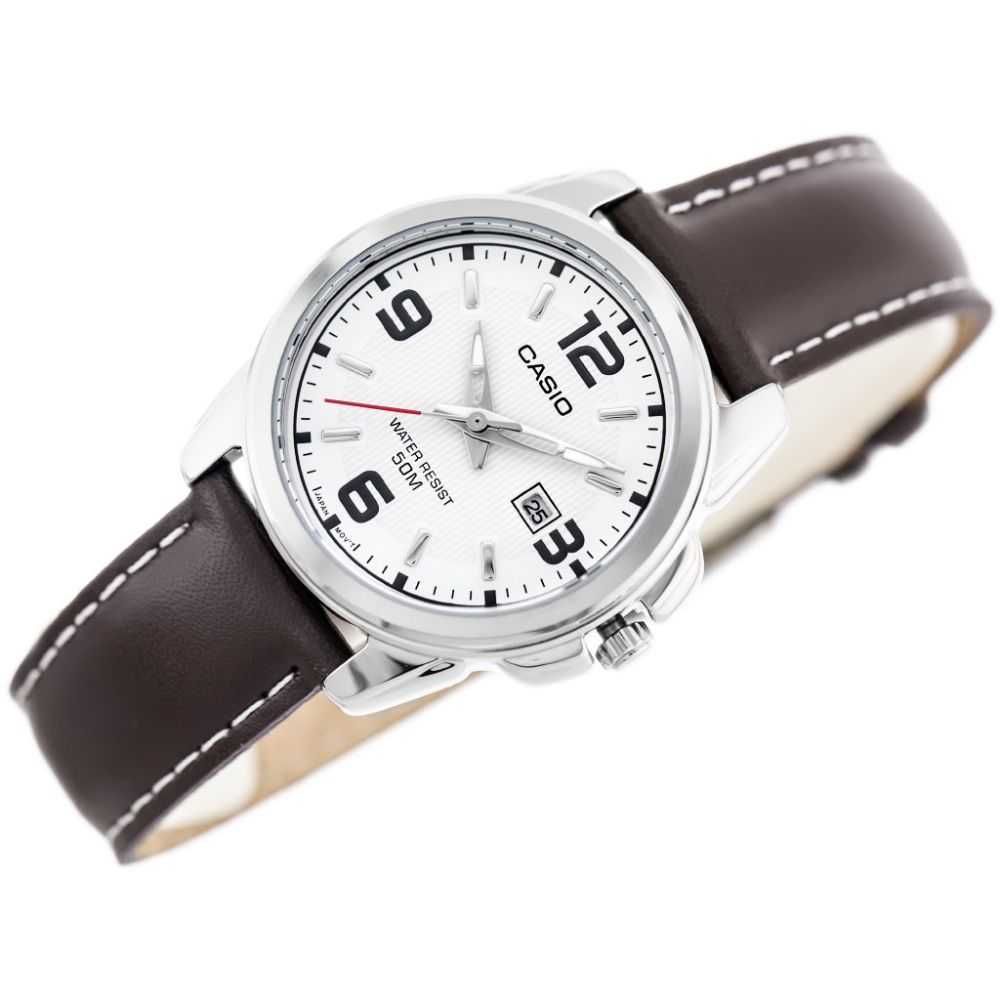 CASIO GENERAL LTP-1314L-7AVDF  QUARTZ SILVER STAINLESS STEEL BROWN LEATHER STRAP WOMEN'S WATCH - H2 Hub Watches