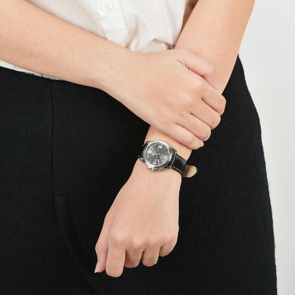 CASIO GENERAL LTP-1314L-8AVDF QUARTZ SILVER STAINLESS STEEL BLACK LEATHER STRAP WOMEN'S WATCH - H2 Hub Watches