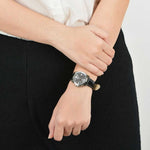 CASIO GENERAL LTP-1314L-8AVDF QUARTZ SILVER STAINLESS STEEL BLACK LEATHER STRAP WOMEN'S WATCH - H2 Hub Watches