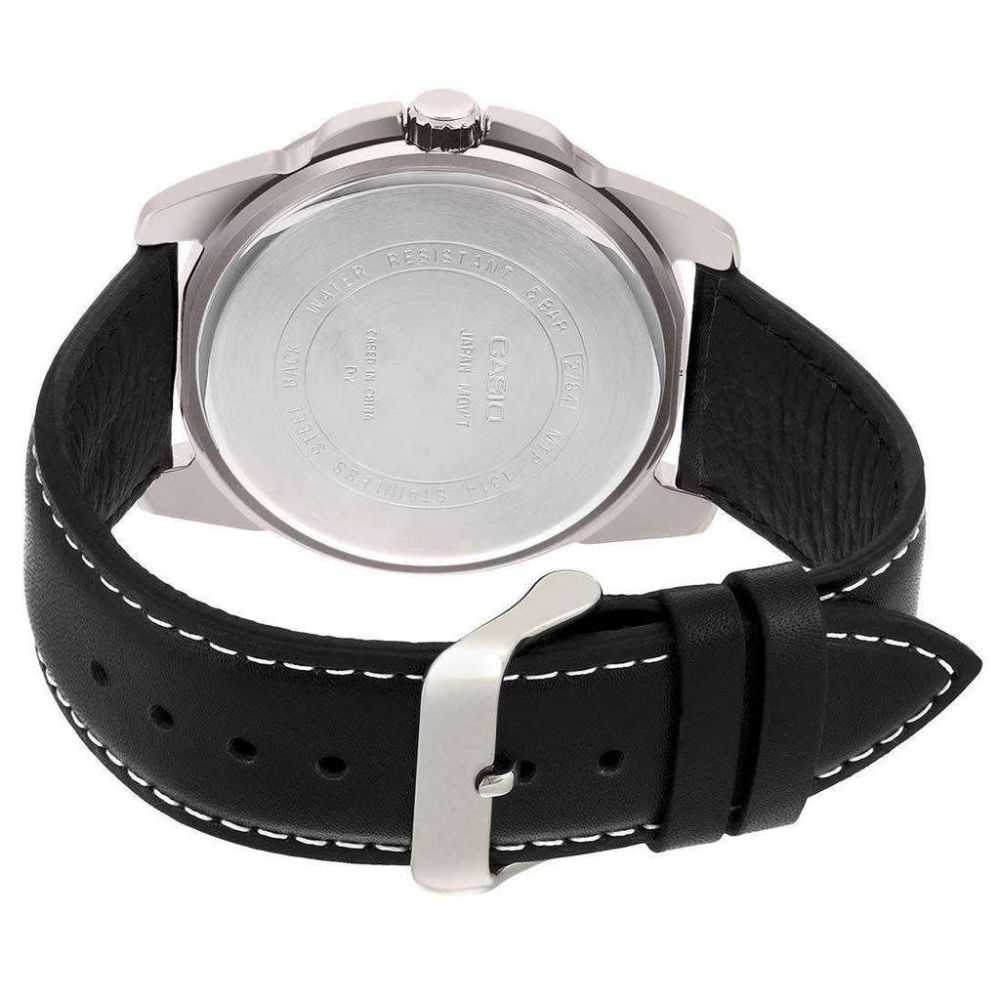 CASIO GENERAL LTP-1314L-8AVDF QUARTZ SILVER STAINLESS STEEL BLACK LEATHER STRAP WOMEN'S WATCH - H2 Hub Watches