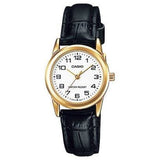 CASIO ENTICER LTP-V001GL-7BUDF-P BLACK LEATHER WOMEN WATCH