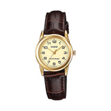 CASIO ANALOG LTP-V001GL-9BUDF BROWN LEATHER WOMEN WATCH