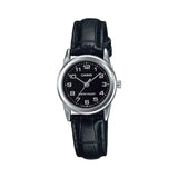 CASIO ENTICER LTP-V001L-1BUDF-P BLACK LEATHER WOMEN WATCH