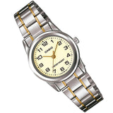 CASIO GENERAL LTP-V001SG-9BUDF-P QUARTZ TWO TONE STAINLESS STEEL WOMEN'S WATCH