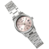 Casio General Pink Dial And Silver Stainless Steel Women Watch LTP-V002D-4BUDF-P