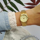 CASIO ANALOG LTP-V002G-9AUDF-P GOLD STAINLESS STEEL WOMEN WATCH