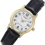 CASIO GENERAL LTP-V002GL-7BUDF-P BLACK LEATHER WOMEN WATCH