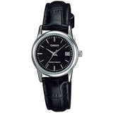 CASIO LTP-V002L-1AUDF-P BLACK LEATHER WOMEN WATCH