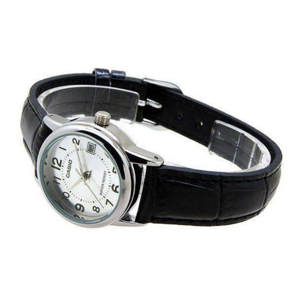 CASIO GENERAL LTP-V002L-7BUDF BLACK LEATHER STRAP WOMEN WATCH - H2 Hub Watches