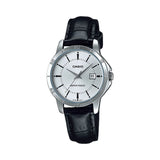 CASIO ANALOG LTP-V004L-7AUDF BLACK LEATHER WOMEN WATCH