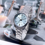 Casio General Blue Dial With Silver Stainless Steel Women Watch LTP-V005D-2BUDF-P