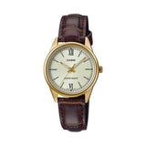 CASIO ENTICER LTP-V005GL-9BUDF-P BROWN LEATHER WOMEN WATCH