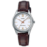 Casio General Analog White Dial And Brown Leather Strap Unisex Watch LTP-V005L-7B3UDF-P