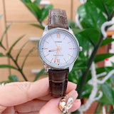 Casio General Analog White Dial And Brown Leather Strap Unisex Watch LTP-V005L-7B3UDF-P