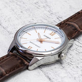 Casio General Analog White Dial And Brown Leather Strap Unisex Watch LTP-V005L-7B3UDF-P