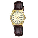 CASIO ANALOG LTP-V006GL-9BUDF-P BROWN LEATHER WOMEN WATCH