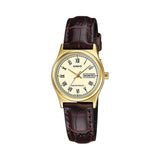CASIO ANALOG LTP-V006GL-9BUDF BROWN LEATHER WOMEN WATCH