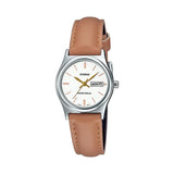 Casio General White Dial And Brown Leather Strap Unisex Watch LTP-V006L-7B2UDF-P