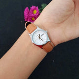 Casio General White Dial And Brown Leather Strap Unisex Watch LTP-V006L-7B2UDF-P