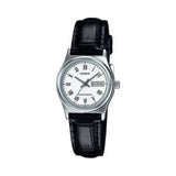 CASIO ENTICER LTP-V006L-7BUDF-P BLACK LEATHER WOMEN WATCH