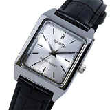 Casio General Silver Dial Black Leather Strap Men Watch LTP-V007L-7E1-P