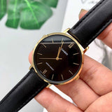 CASIO ANALOG LTP-VT01GL-1BUDF BLACK LEATHER WOMEN WATCH