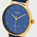 CASIO GENERAL LTP-VT01GL-2BUDF-P QUARTZ BLUE DIAL LEATHER MEN WATCH