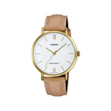 Casio General White Dial Brown Leather Strap Women Watch LTP-VT01GL-7BUDF-P