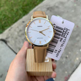 Casio General White Dial Brown Leather Strap Women Watch LTP-VT01GL-7BUDF-P