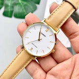 Casio General White Dial Brown Leather Strap Women Watch LTP-VT01GL-7BUDF-P