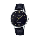 CASIO ENTICER LTP-VT01L-1BUDF-P BLACK LEATHER WOMEN WATCH