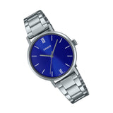 Casio General Blue Dial Silver Stainless Steel Strap Unisex Watch LTP-VT02D-2AUDF-P