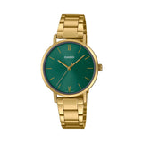 Casio General Green Dial Gold Stainless Steel Strap Unisex Watch LTP-VT02G-3AUDF-P