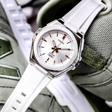 Casio General Silver Dial With White Resin Strap Women Watch LWA-300H-7EVDF-P