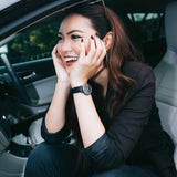 ARIES GOLD URBAN TANGO BLACK STAINLESS STEEL L 1008 BK-BK LEATHER STRAP WOMEN'S WATCH - H2 Hub Watches