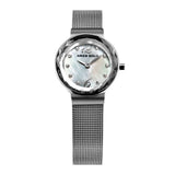 ARIES GOLD ENCHANT JEWEL SILVER STAINLESS STEEL L 5026 S-MOP MESH STRAP WOMEN'S WATCH - H2 Hub Watches