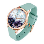 ARIES GOLD ENCHANT FLEUR ROSE GOLD STAINLESS STEEL L 5035A RG-GNFL TURQUOISE LEATHER STRAP WOMEN'S WATCH - H2 Hub Watches
