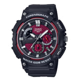 Casio General Chronograph Red Dial Black Resin Strap Men Watch MCW-200H-4AVDF-P