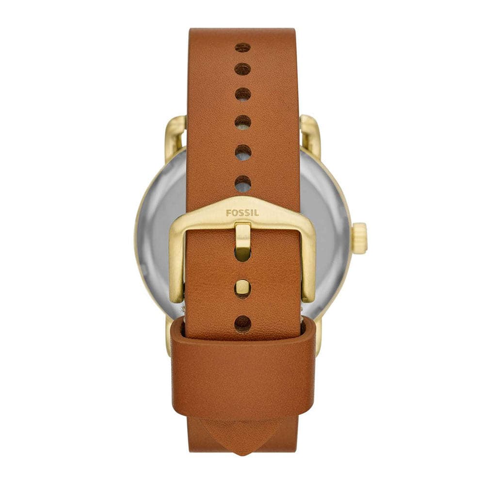 FOSSIL COMMUTER AUTOMATIC GOLD STAINLESS STEEL ME1167 BROWN LEATHER STRAP MEN'S WATCH - H2 Hub Watches