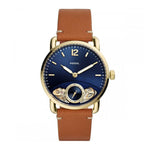 FOSSIL COMMUTER AUTOMATIC GOLD STAINLESS STEEL ME1167 BROWN LEATHER STRAP MEN'S WATCH - H2 Hub Watches