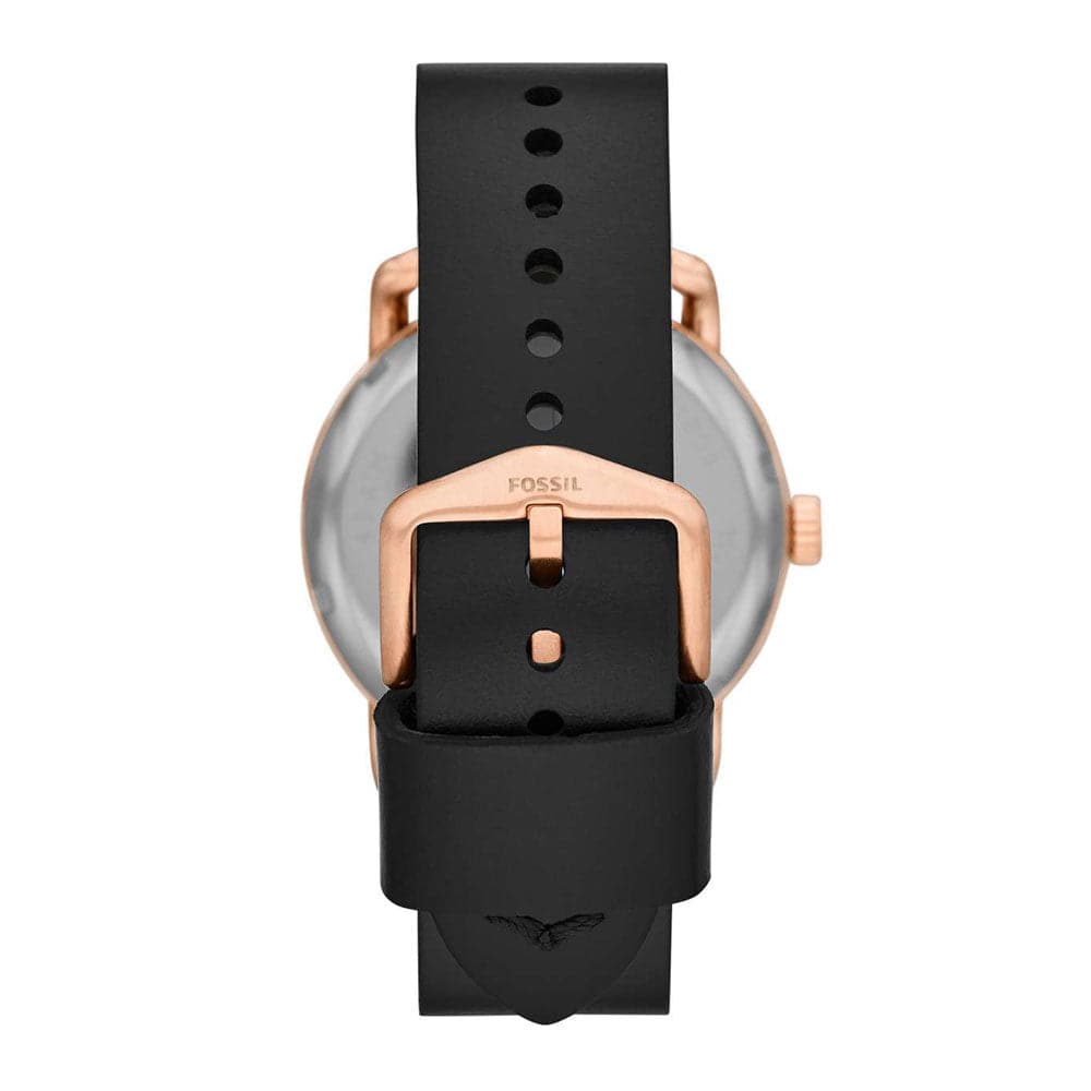 FOSSIL COMMUTER AUTOMATIC ROSE GOLD STAINLESS STEEL ME1168 BLACK LEATHER STRAP MEN'S WATCH - H2 Hub Watches