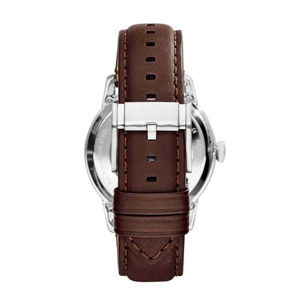 FOSSIL TOWNSMAN AUTOMATIC SILVER STAINLESS STEEL ME3061 BROWN LEATHER STRAP MEN'S WATCH - H2 Hub Watches