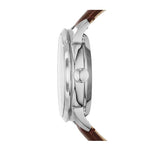 FOSSIL TOWNSMAN AUTOMATIC SILVER STAINLESS STEEL ME3061 BROWN LEATHER STRAP MEN'S WATCH - H2 Hub Watches