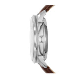 FOSSIL TOWNSMAN AUTOMATIC SILVER STAINLESS STEEL ME3061 BROWN LEATHER STRAP MEN'S WATCH - H2 Hub Watches