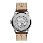FOSSIL TOWNSMAN AUTOMATIC SILVER STAINLESS STEEL ME3061 BROWN LEATHER STRAP MEN'S WATCH - H2 Hub Watches