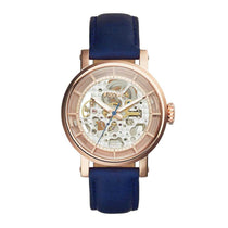 FOSSIL ORIGINAL BOYFRIEND AUTOMATIC ROSE GOLD STAINLESS STEEL ME3086 BLUE LEATHER STRAP WOMEN'S WATCH - H2 Hub Watches