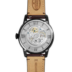 FOSSIL TOWNSMAN AUTOMATIC BLACK STAINLESS STEEL ME3098 BROWN LEATHER STRAP MEN'S WATCH - H2 Hub Watches