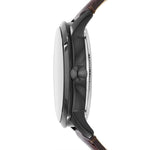 FOSSIL TOWNSMAN AUTOMATIC BLACK STAINLESS STEEL ME3098 BROWN LEATHER STRAP MEN'S WATCH - H2 Hub Watches